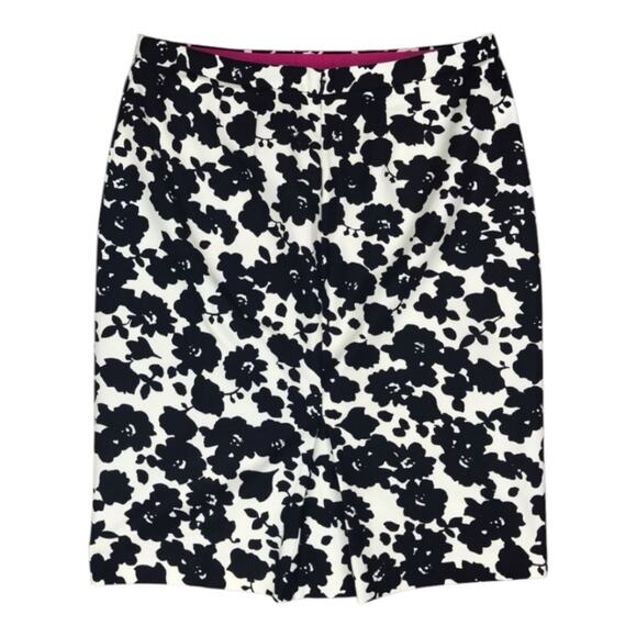 LOFT floral black and white Career pencil skirt size 6 New - Picture 3 of 9